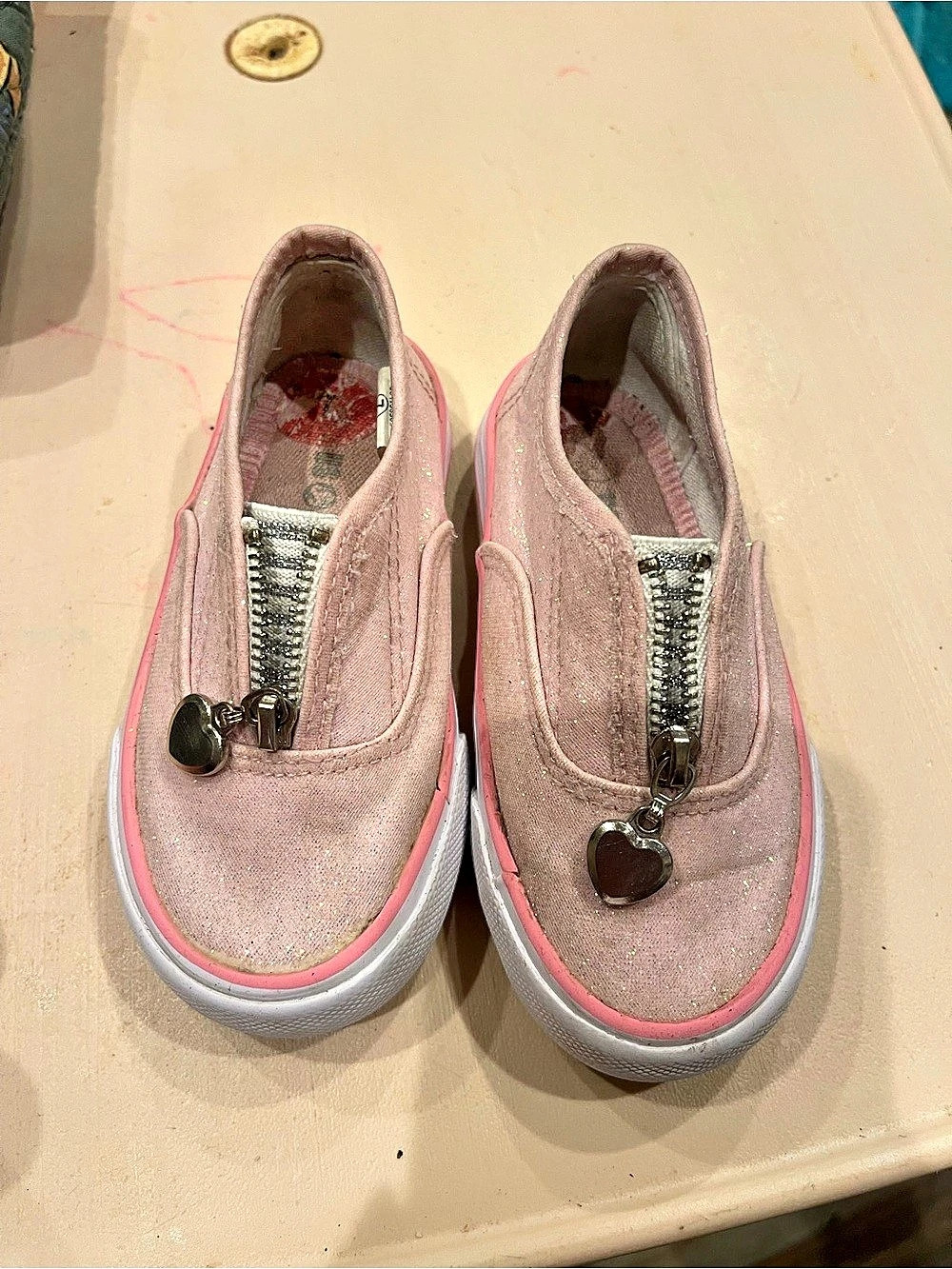 Pink Glitter Zip Sneakers Girls US 7